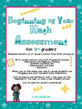 Preview of Beginning of Year Math Assessment - 3rd Grade