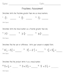 Fractions and Mixed Numbers Math Assessment