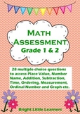 Math Assessment Quiz Grade 1 and 2