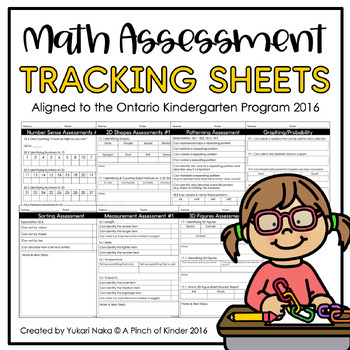 Preview of Math Assessment Tracking Sheets: Aligned to the Ontario Kindergarten Program