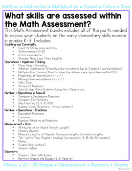 Math Assessment for K-3 Basic Skills (for Special Education) by Mrs Ds