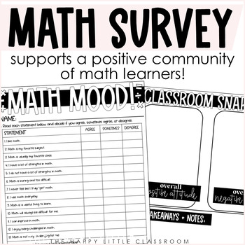 Preview of Math Attitude Survey-Build a Positive Math Culture-Back to School Math Activity
