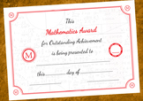 Math Award Certificate