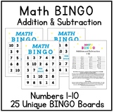 Math BINGO Addition Subtraction 1-10