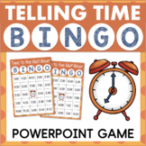 Telling Time to the Half Hour Math BINGO Game Reading a Cl