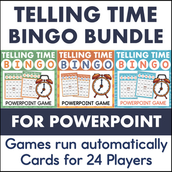Preview of Telling Time Reading a Clock BINGO Math Games Bundle