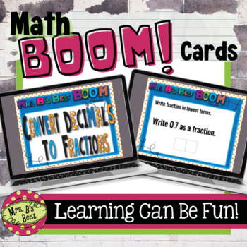Preview of Math BOOM Cards: Convert Decimals to Fractions {Distance Learning}