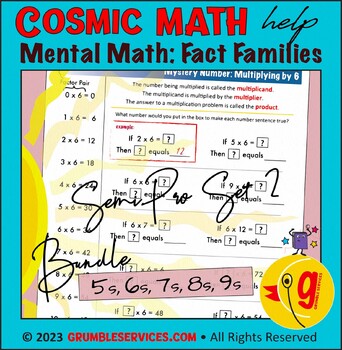 Preview of Multiplication Facts & Mystery Numbers Set 2: Elementary Mental Math Pre-Algebra