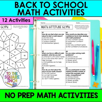 Preview of Math Back to School Activities