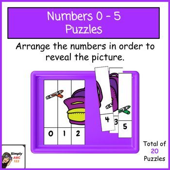 Preview of Math Back to School, Shapes and Numbers 0-5 Puzzles
