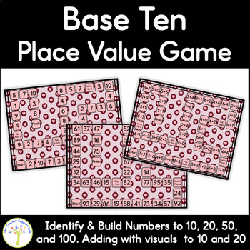 Preview of Math Base Ten Place Value Ones and Tens Game for Valentine's Day