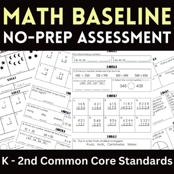 Preview of Math Baseline DATA COLLECTION ~ K-2nd Grade Common Core Standards