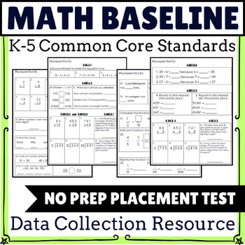 Preview of Math Baseline DATA COLLECTION ~ K-5 Common Core Standards