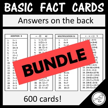 Preview of Math Basic Fact Cards – Sets 1 to 10 – BUNDLE