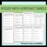 Integers Math Worksheets Bundle for 7th Grade