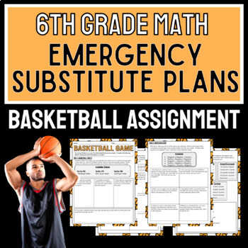 Preview of Math Basketball Activity, 6th Grade Math Emergency Substitute Plans