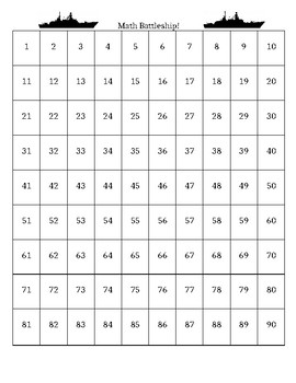 Preview of Math Battleship for 1-90, 1-100, and 1-120