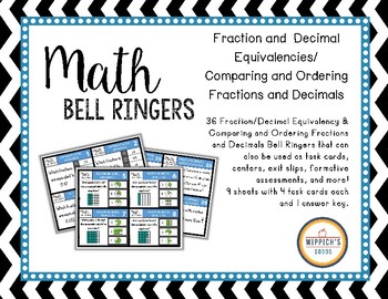 Preview of Math Bell Ringers-Equivalents/Compare/Order Fractions & Decimals