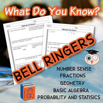 Preview of Math Bell Ringers For Number Sense and Algebra Review