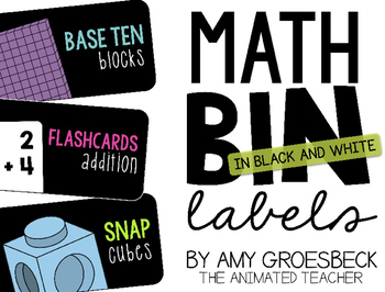 Preview of Math Bin Labels - Black or White Backgrounds
