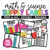 Math + Science Supplies Bin/Storage Labels | Editable | Pr