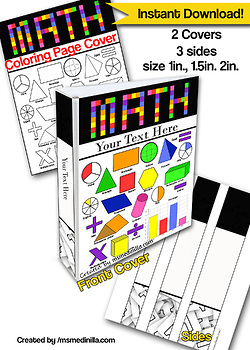 Preview of Math Binder Cover Editable File Teacher Binders, Student Portfolio K-3 Grade