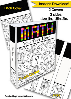 Preview of Math Binder Cover Set of 3 Editable Teacher Binders, Student Portfolio