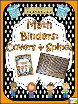 Preview of Math Binder Covers & Spines (orange and black & white polka dot)