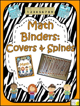 Preview of Math Binder Covers & Spines (orange and zebra)