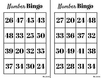 Number Bingo 20-50 by Miss Barbuto | Teachers Pay Teachers
