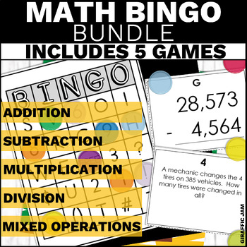 Math Bingo 4th Grade Math Review Game for All Operations BUNDLE by ...