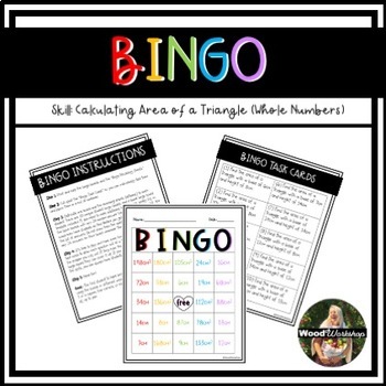 Math Bingo - Area of a Triangle Whole Numbers by WoodWorkshop | TPT
