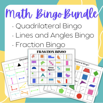 Preview of Math Bingo Bundle: Geometry, Fractions, and Quadrilaterals! Review Game
