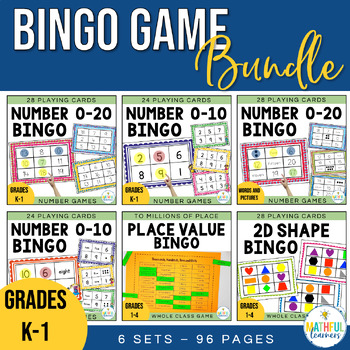 Preview of Math Bingo Bundle - Shape, Place Value & Number Sense Games - K & Year 1
