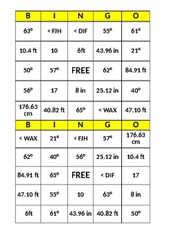 Preview of Math Bingo - Circumference, Diameter, Area, Angles