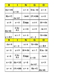 Math Bingo - Equations and Inequalities and Distributive property