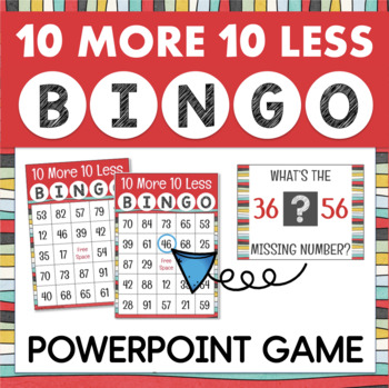 Preview of 10 More 10 Less Math Bingo Game Adding & Subtracting Tens