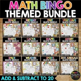 Math Bingo Games THEMED BUNDLE Addition and Subtraction to