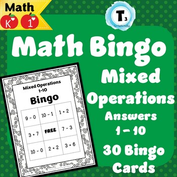 Math Bingo | Mixed Operations | Numbers 1 to 10 | K 1 by Time Trusted ...