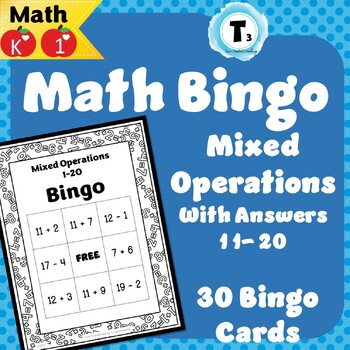 Math Bingo | Mixed Operations| Numbers 1 to 20 | K 1 by Time Trusted ...