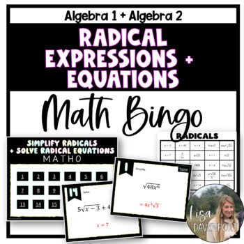 Preview of Simplify Radicals and Solve Radical Equations - Math Bingo Game