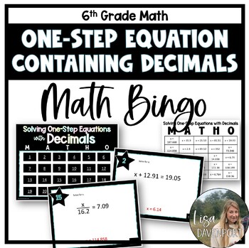 Preview of Solving One Step Equations Containing Decimals - Math Bingo Game