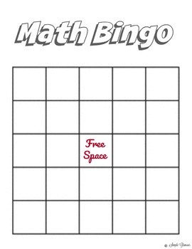 Preview of Math Bingo Template