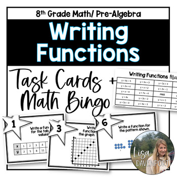 Preview of Writing Linear Functions Task Cards and Math Bingo