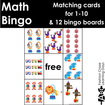 Preview of Math Bingo and Matching Numbers 1-10