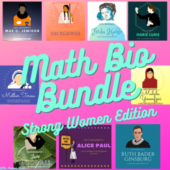 Preview of Math Bio Growing Bundle: Strong Women Edition - Pre-Algebra Worksheets