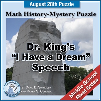 Preview of Black History ML King I HAVE A DREAM Speech | Middle School Math PDF (Aug. 28)