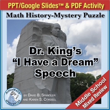 Preview of Black History ML King Dream Speech | Middle School Math PDF Review & PPT Slides