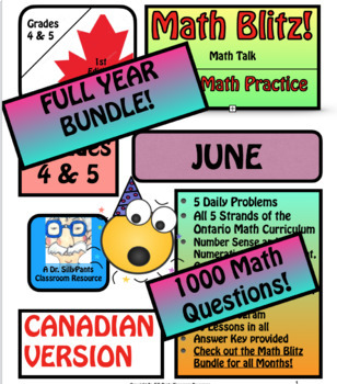 Preview of Math Blitz: Daily Math Practice - FULL YEAR BUNDLE, 1000 Qs.