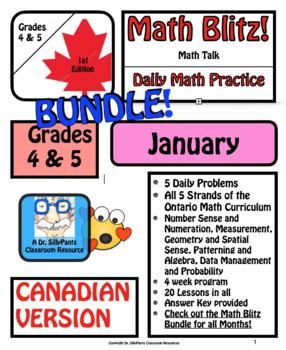 Preview of Math Blitz: Daily Math Practice - Term 1, 5 MONTH BUNDLE, Canadian + Bonus Game!